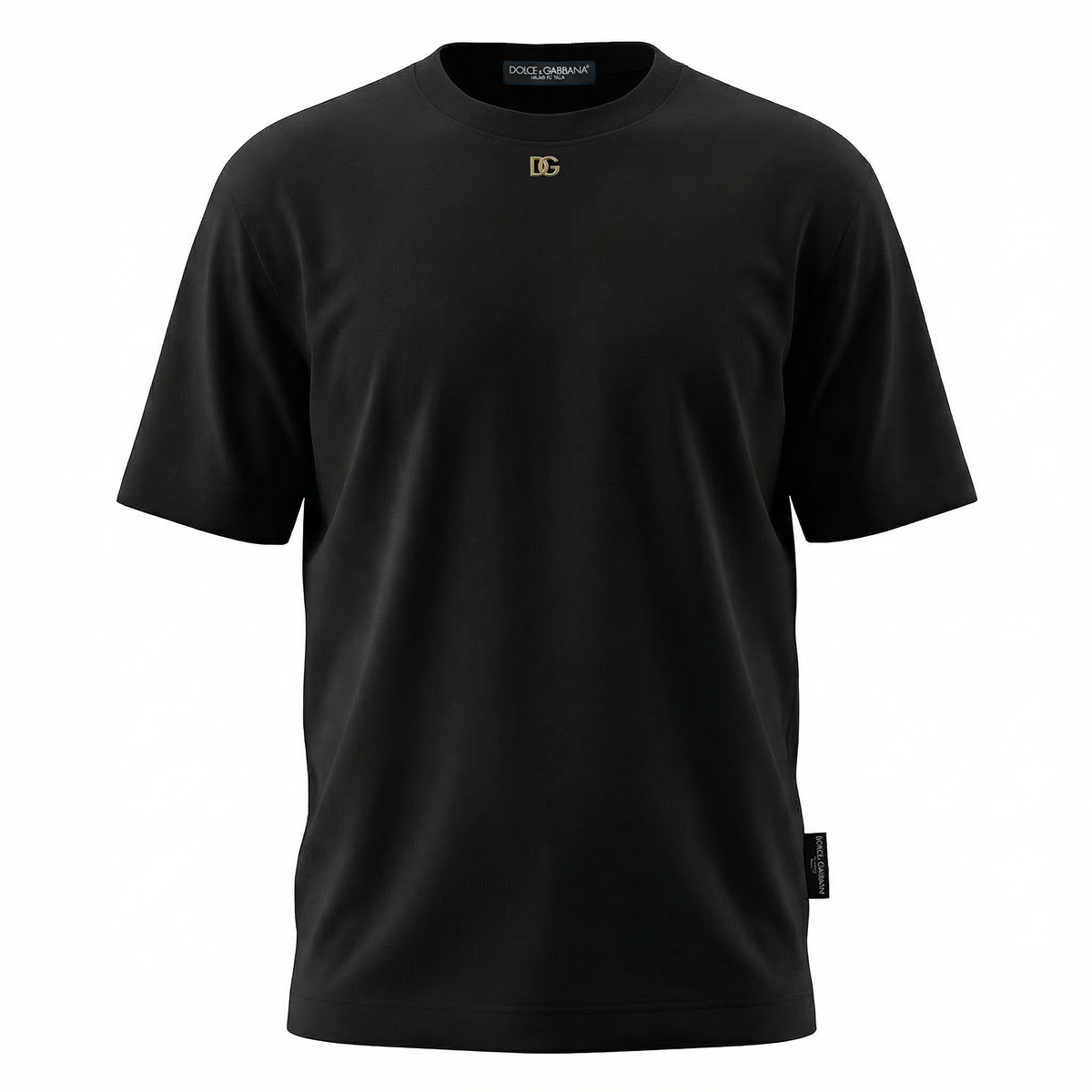 DOLCE & GABBANA METAL DG LOGO BLACK TEE