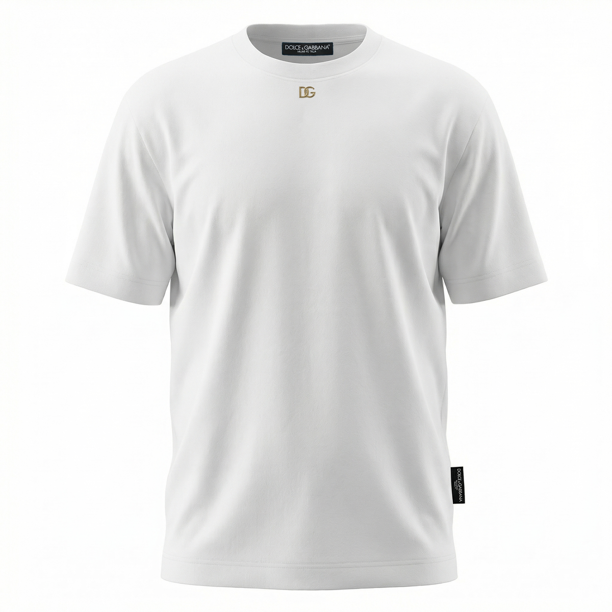 DOLCE & GABBANA METAL DG LOGO WHITE TEE