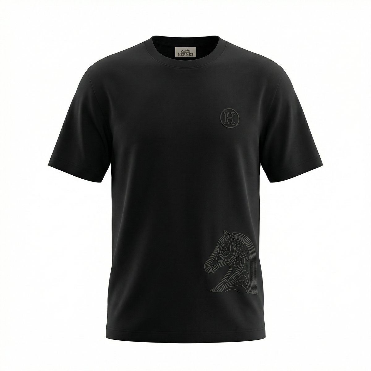 HERMES EMBROIDERED LOGO T-SHIRT