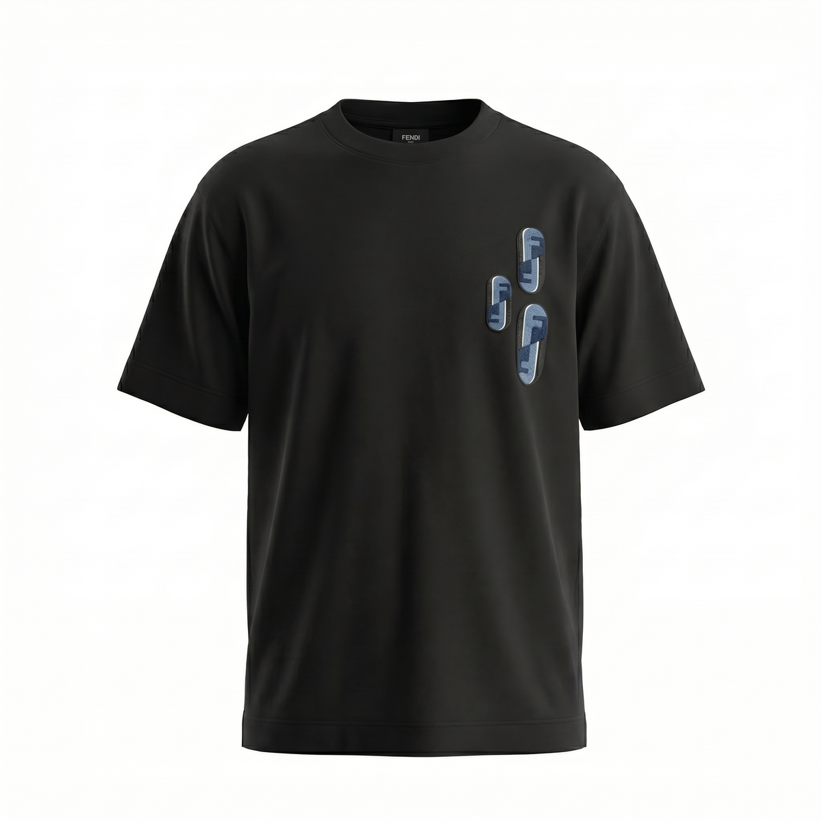 FENDI EMBROIDERED LOGO T-SHIRT BLACK