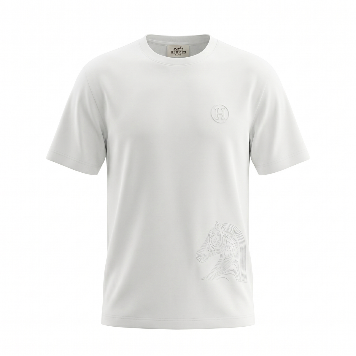 HERMES EMBROIDERED LOGO T-SHIRT