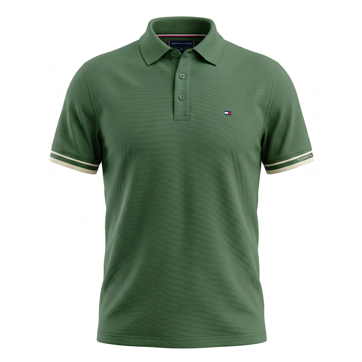Tommy Jeans Linear Short Sleeve Polo Shirt Green