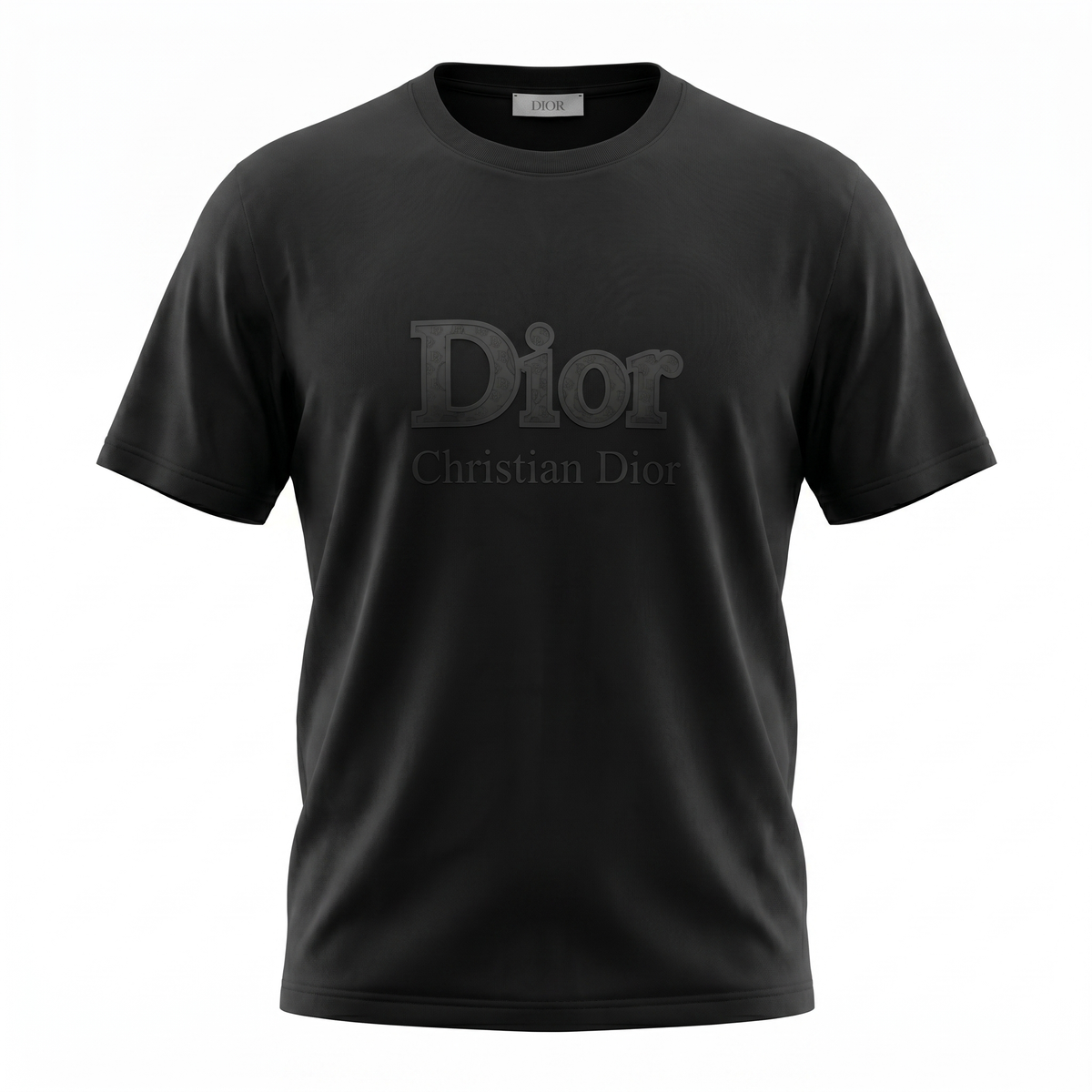 DIOR LEATHER LOGO T-SHIRT BLACK